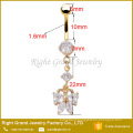 14K Gold Plated Butterfly Cubic Zirconia Piercing Jewelry Belly Button Rings